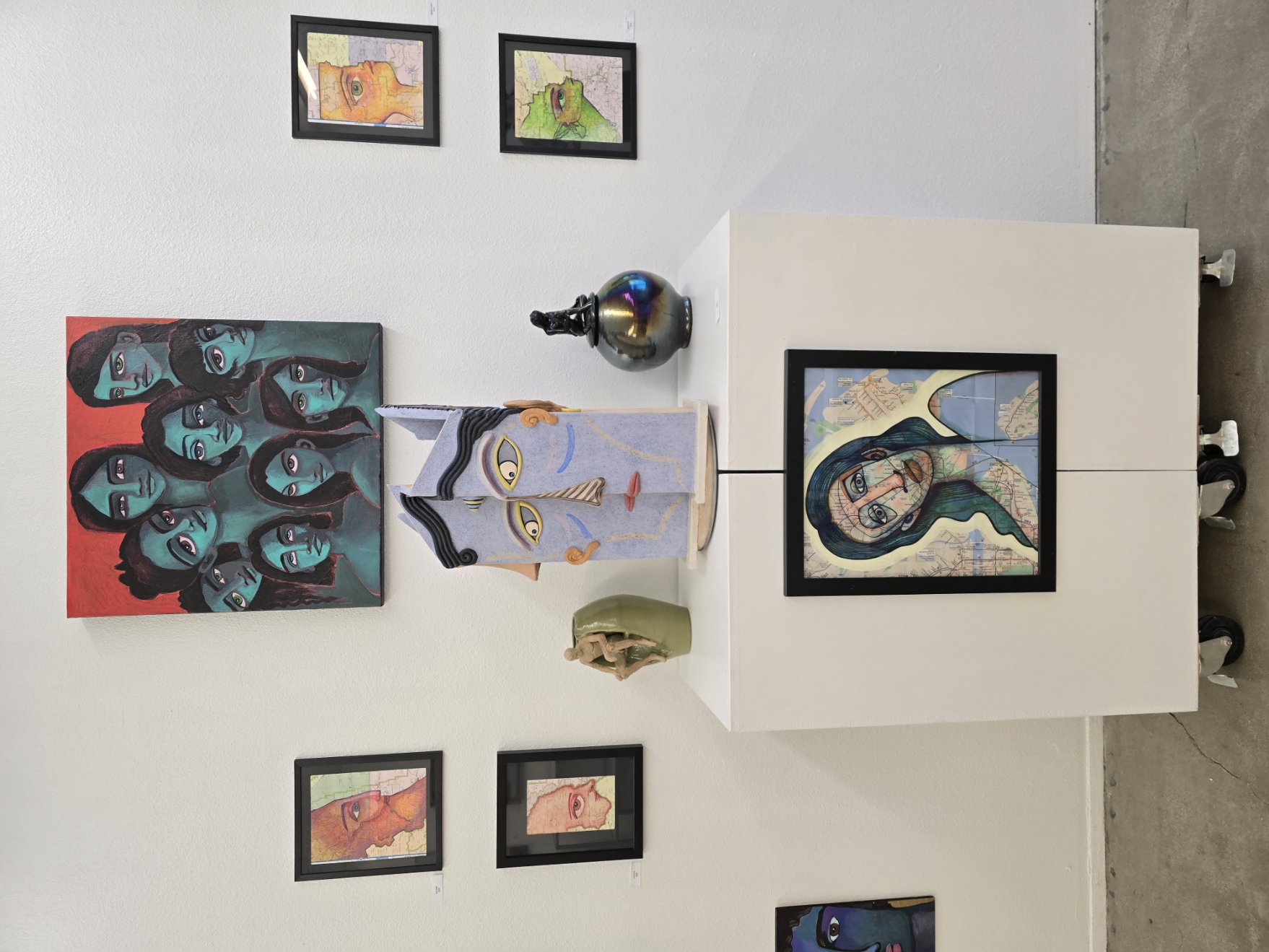 Figurative paintings and sculpture in the gallery